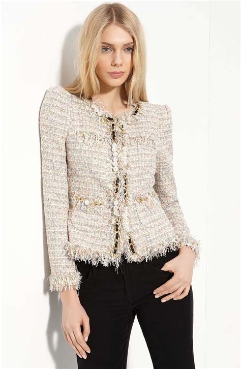 boucle blazer in chanel stijl|boucle jacket.